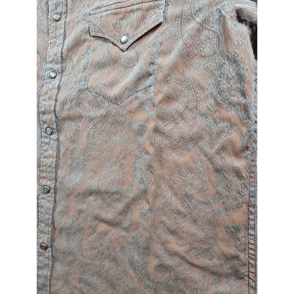 Ryan Michael Shirt Mens XL Silk Paisley Western Long Sleeve Pearl Snap Cowboy - Picture 4 of 10